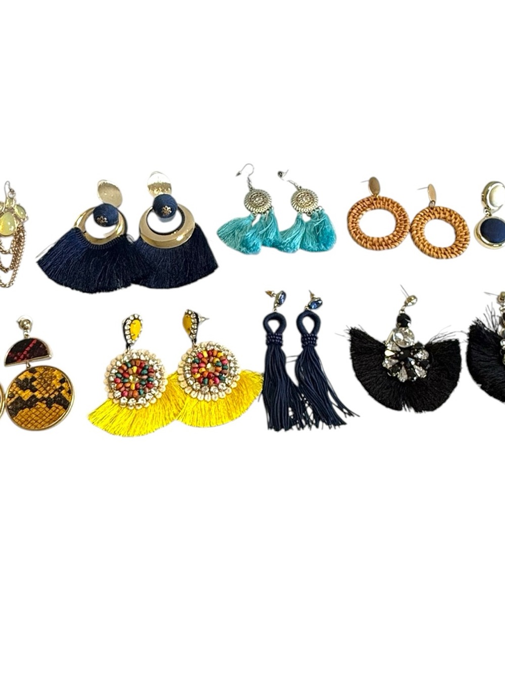 Trendy Statement Earring Bundle Bright Colorfulā Boho Glam tassel Jewelry Lot